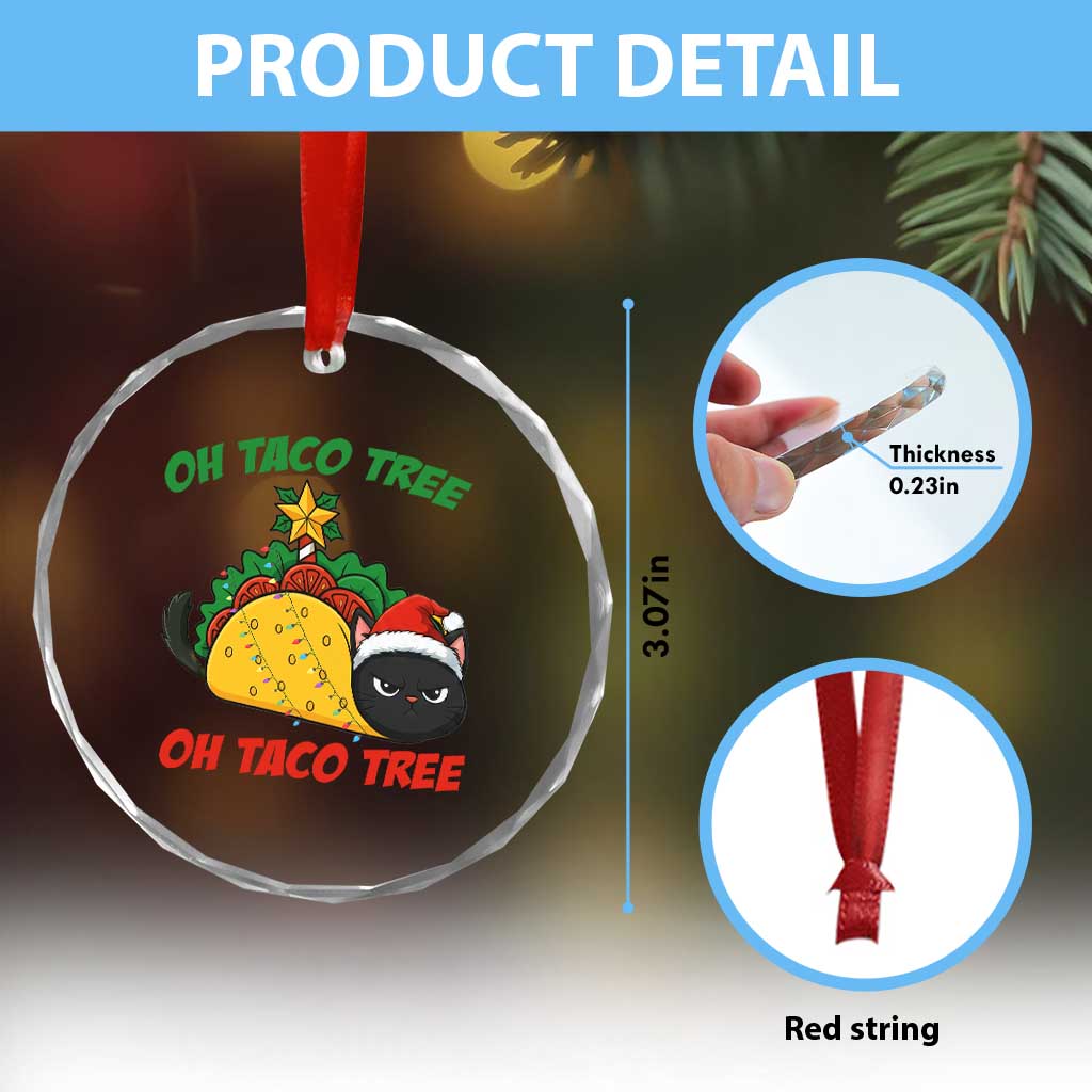 Funny Taco Cat Tree Christmas Crystal Glass Ornament TS14 Print Your Wear