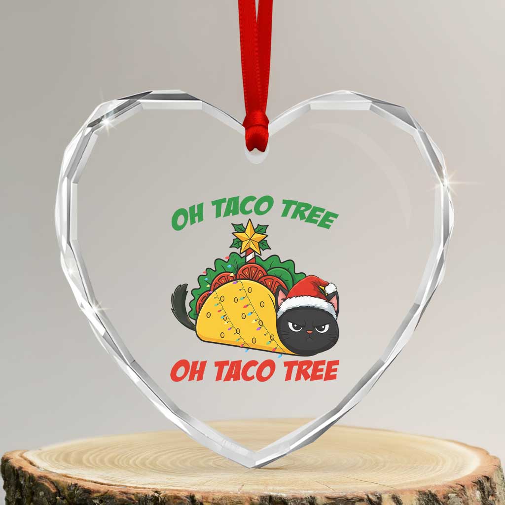 Funny Taco Cat Tree Christmas Heart Crystal Glass Ornament TS14 Transparent Glass 3'' Heart Print Your Wear
