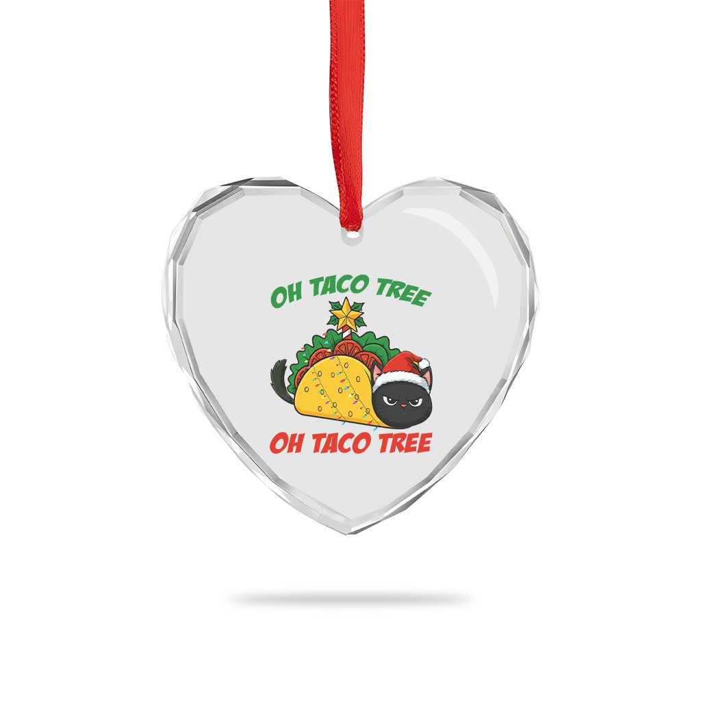 Funny Taco Cat Tree Christmas Heart Crystal Glass Ornament TS14 Print Your Wear