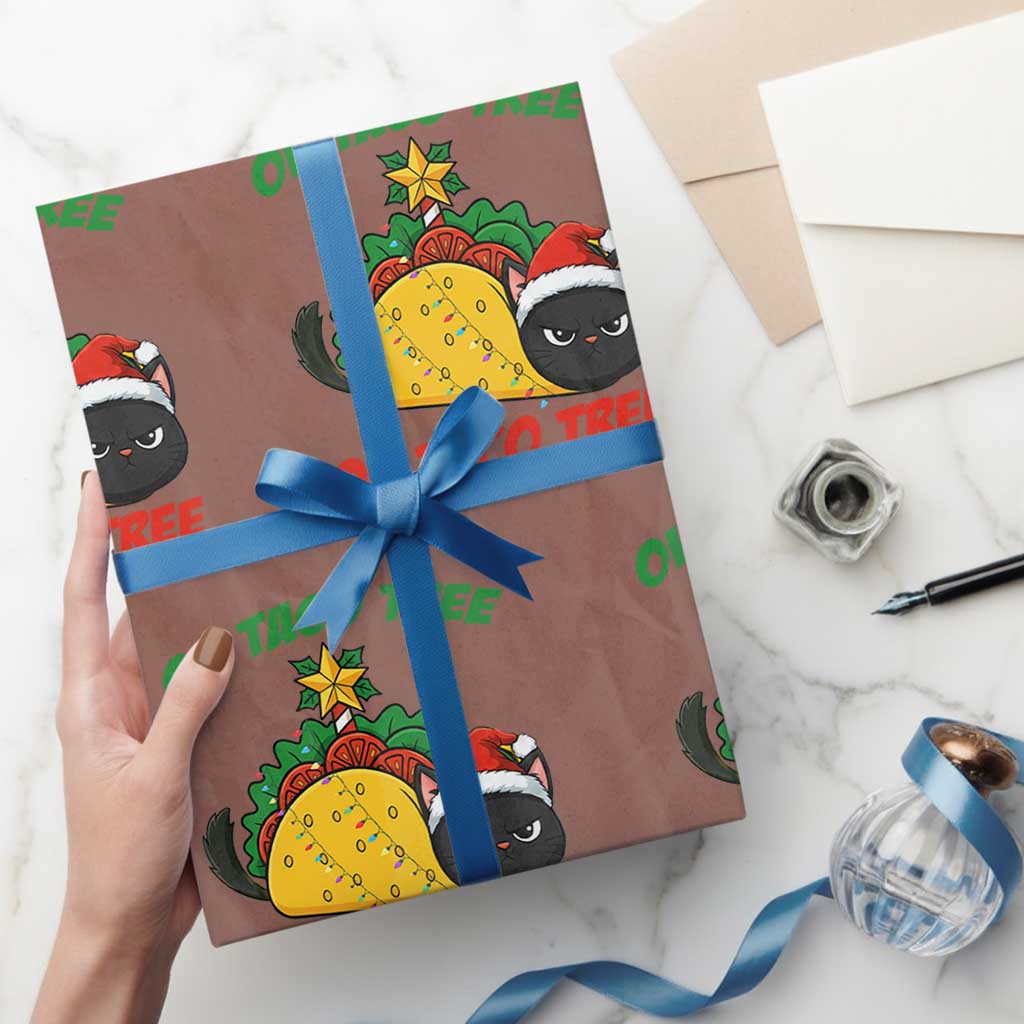 Funny Taco Cat Tree Christmas Wrapping Paper Roll TS14 Mocha Print Your Wear
