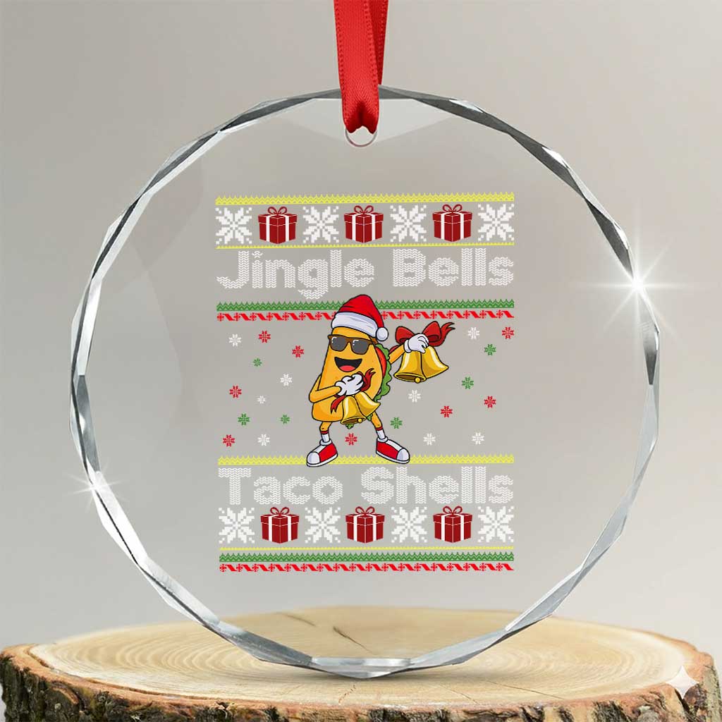 Funny Taco Christmas Crystal Glass Ornament Jigle Bells Taco Shells TS14 Transparent Glass 3'' Circle Print Your Wear