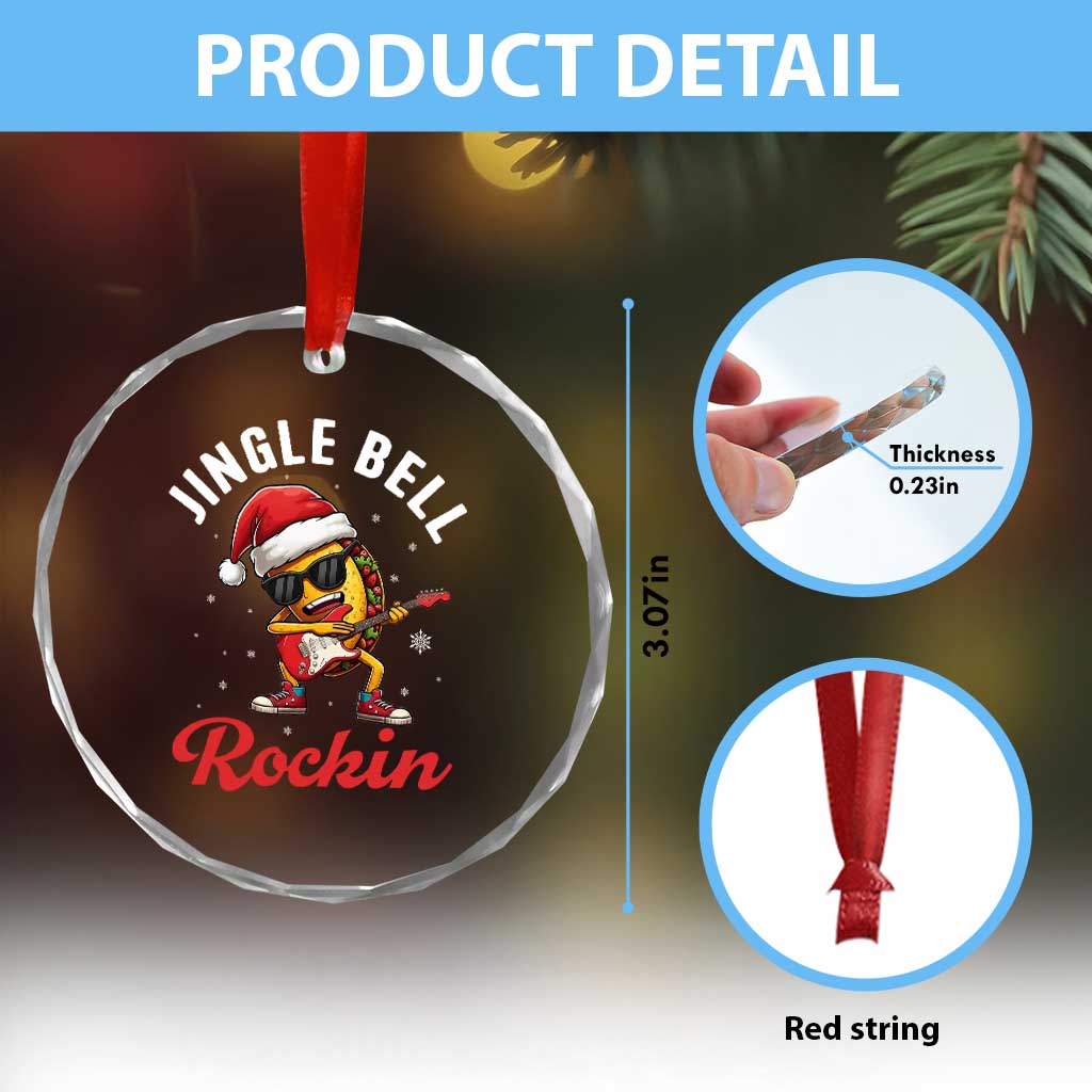 Funny Taco Christmas Crystal Glass Ornament Jingle Bell Rockin TS14 Print Your Wear