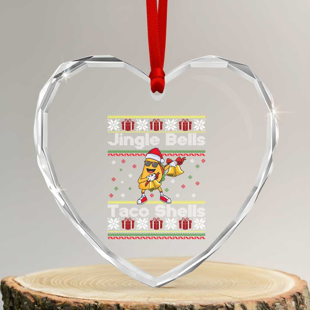 Funny Taco Christmas Heart Crystal Glass Ornament Jigle Bells Taco Shells TS14 Transparent Glass 3'' Heart Print Your Wear