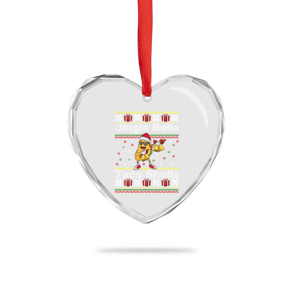 Funny Taco Christmas Heart Crystal Glass Ornament Jigle Bells Taco Shells TS14 Print Your Wear