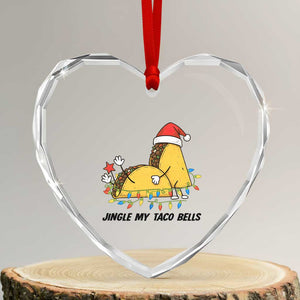 Funny Taco Christmas Heart Crystal Glass Ornament Jingle My Taco Bells TS14 Transparent Glass 3'' Heart Print Your Wear