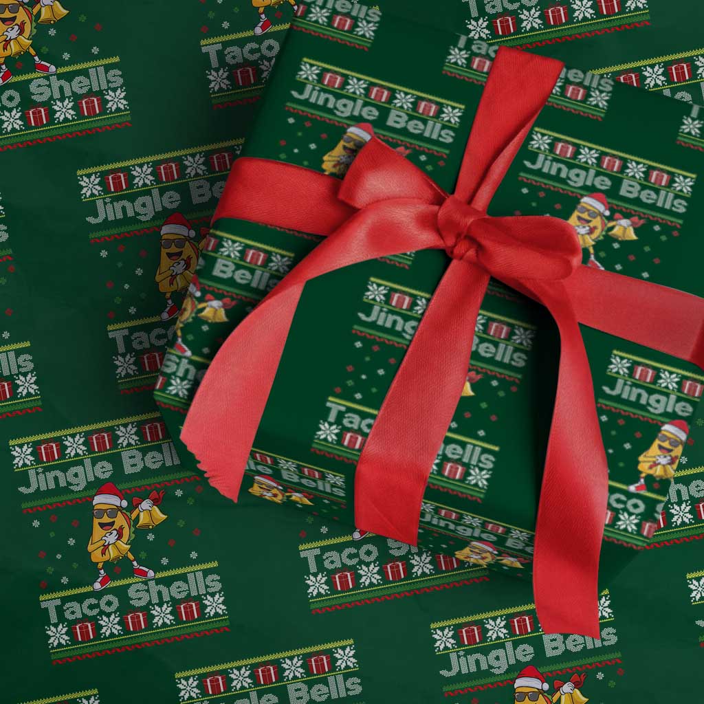 Funny Taco Christmas Wrapping Paper Roll Jigle Bells Taco Shells TS14 Green Print Your Wear