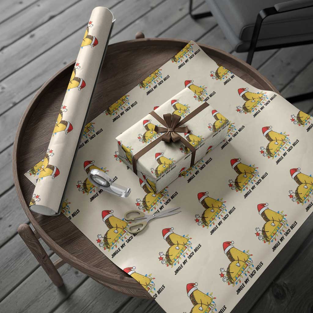 Funny Taco Christmas Wrapping Paper Roll Jingle My Taco Bells TS14 Beige Print Your Wear