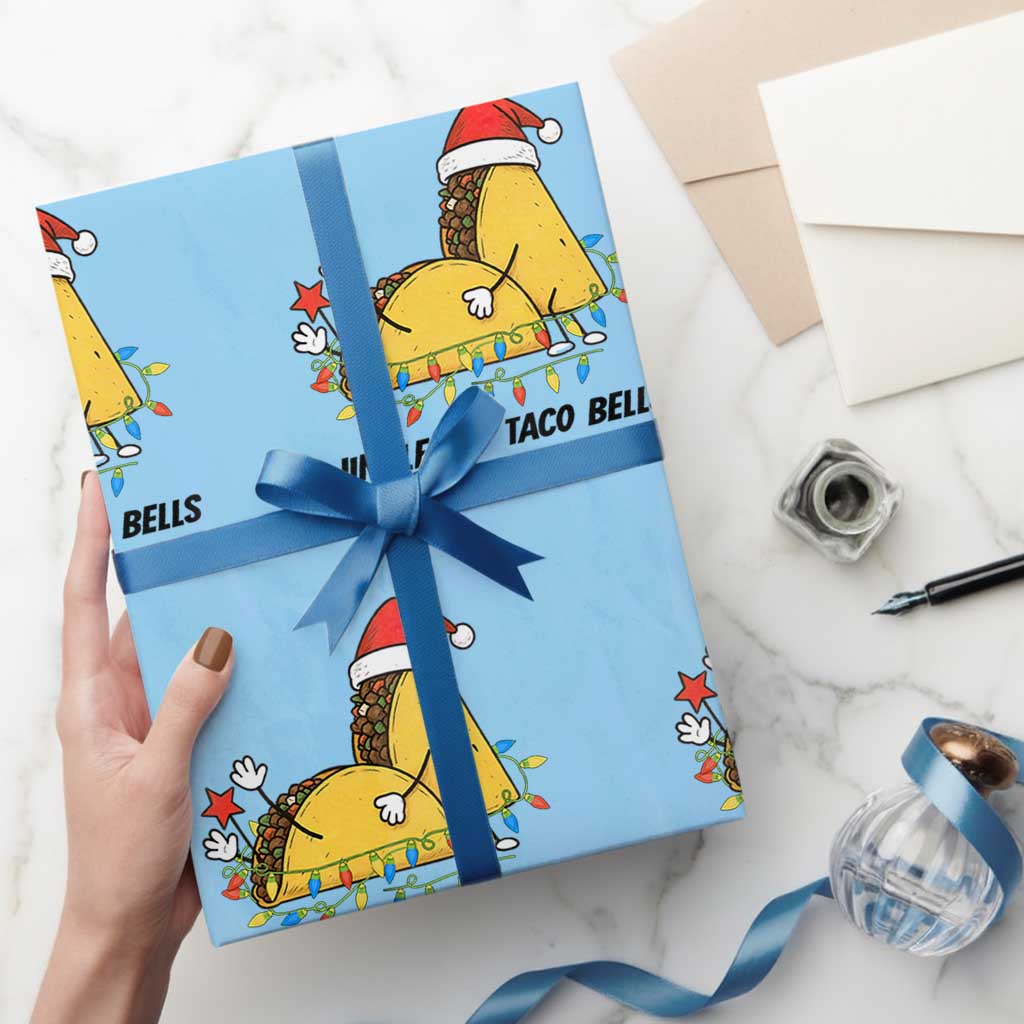 Funny Taco Christmas Wrapping Paper Roll Jingle My Taco Bells TS14 Light Blue Print Your Wear