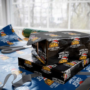 Funny Taco Christmas Wrapping Paper Roll Wanna Taco Bout Jesus Lettuce Pray Mark 16:15 TS14 Black Print Your Wear