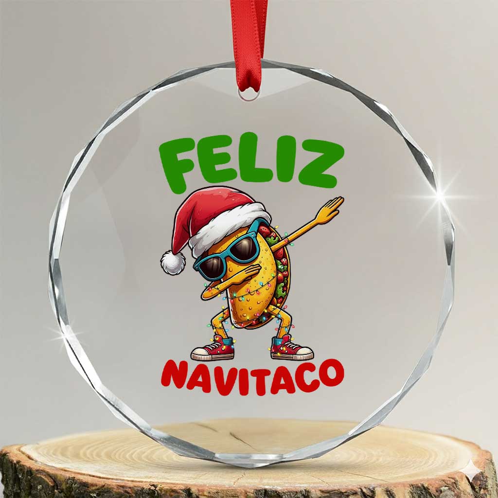 Funny Taco Mexican Christmas Crystal Glass Ornament Feliz Navitaco TS14 Transparent Glass 3'' Circle Print Your Wear