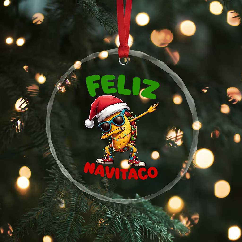 Funny Taco Mexican Christmas Crystal Glass Ornament Feliz Navitaco TS14 Print Your Wear
