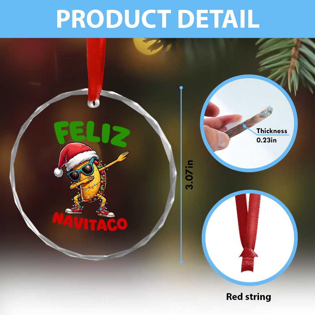 Funny Taco Mexican Christmas Crystal Glass Ornament Feliz Navitaco TS14 Print Your Wear
