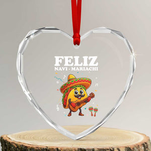 Funny Taco Mexican Christmas Heart Crystal Glass Ornament Feliz Navi Mariachi TS14 Transparent Glass 3'' Heart Print Your Wear