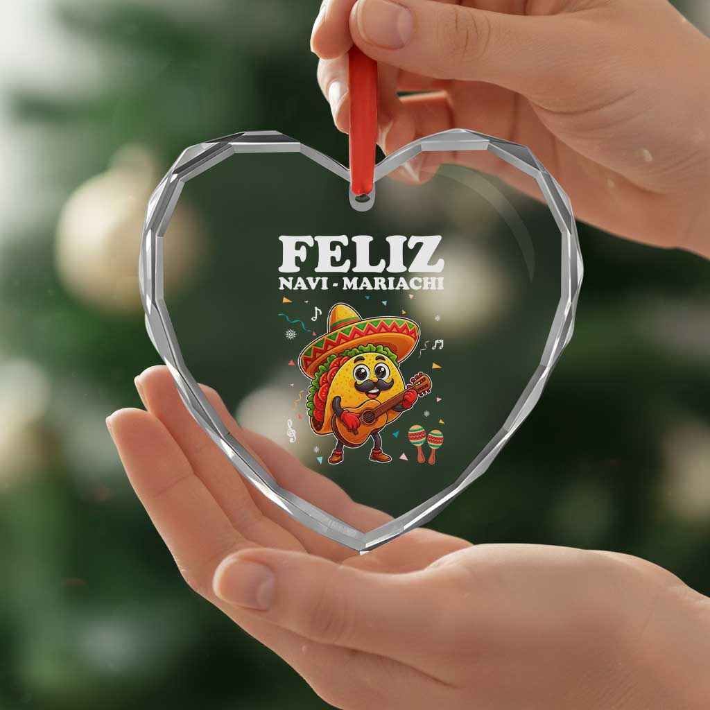 Funny Taco Mexican Christmas Heart Crystal Glass Ornament Feliz Navi Mariachi TS14 Print Your Wear