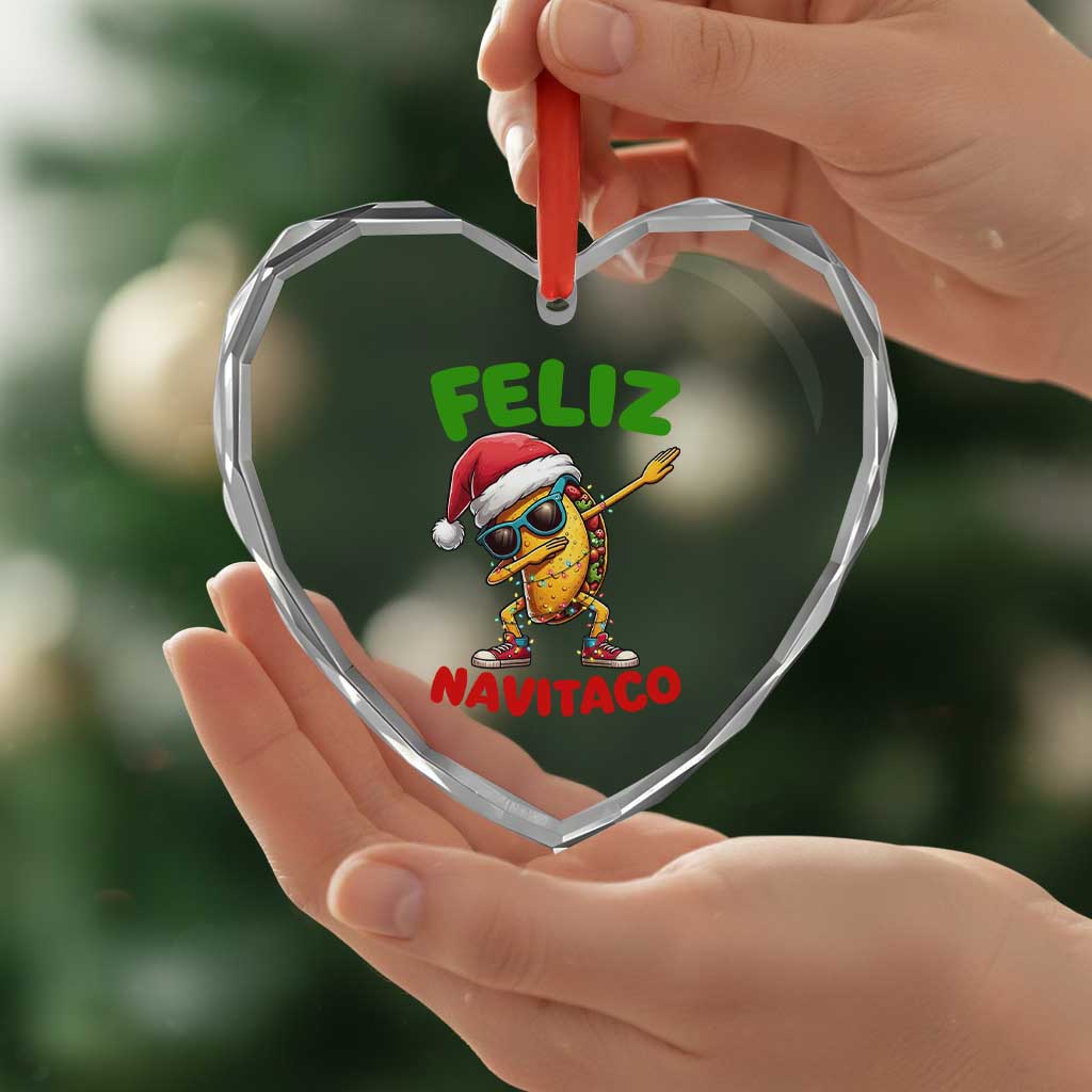 Funny Taco Mexican Christmas Heart Crystal Glass Ornament Feliz Navitaco TS14 Print Your Wear