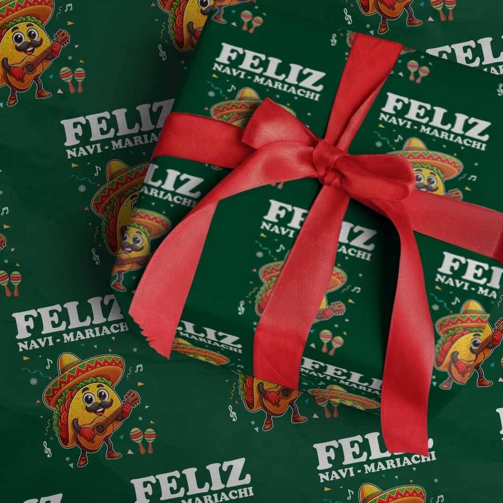 Funny Taco Mexican Christmas Wrapping Paper Roll Feliz Navi Mariachi TS14 Green Print Your Wear