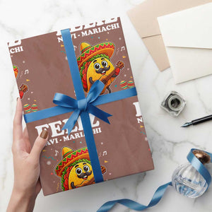 Funny Taco Mexican Christmas Wrapping Paper Roll Feliz Navi Mariachi TS14 Mocha Print Your Wear