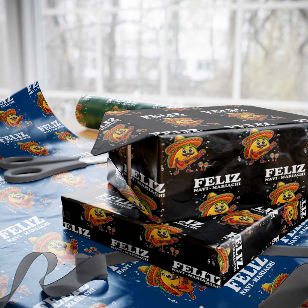 Funny Taco Mexican Christmas Wrapping Paper Roll Feliz Navi Mariachi TS14 Black Print Your Wear