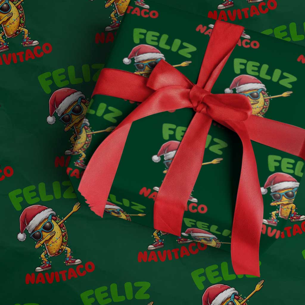 Funny Taco Mexican Christmas Wrapping Paper Roll Feliz Navitaco TS14 Green Print Your Wear