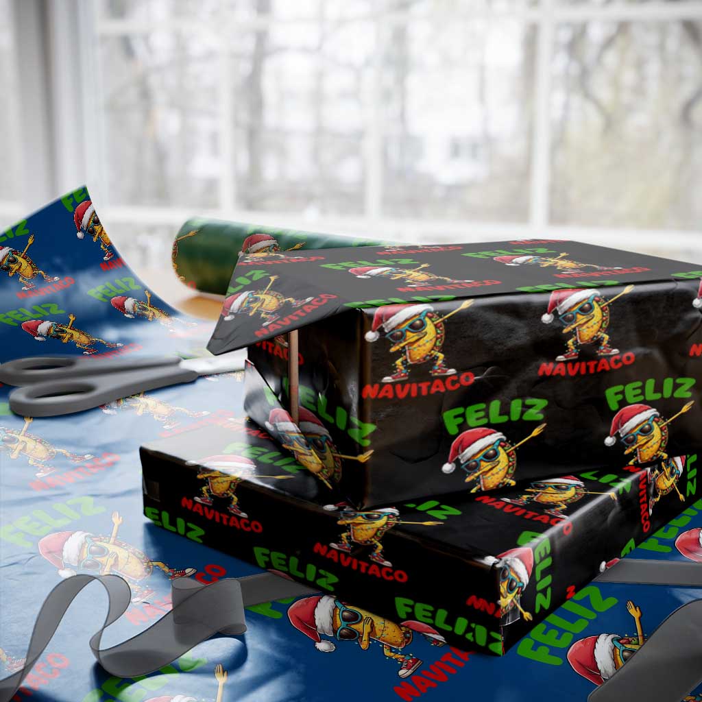 Funny Taco Mexican Christmas Wrapping Paper Roll Feliz Navitaco TS14 Black Print Your Wear