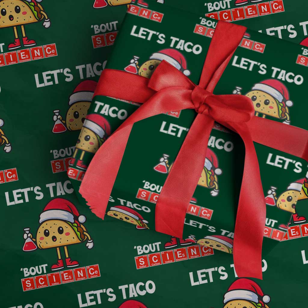 Funny Taco Mexican Xmas Wrapping Paper Roll Let Us Taco About Science TS14 Green Print Your Wear