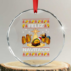 Funny Tacos Christmas Nativity Scene Crystal Glass Ornament Feliz Navitaco Mexican Food TS11 Transparent Glass 3'' Circle Print Your Wear