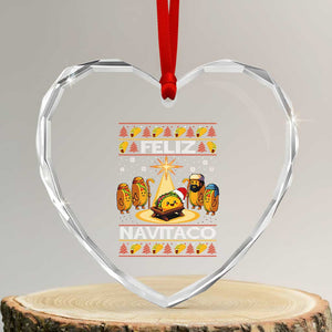 Funny Tacos Christmas Nativity Scene Heart Crystal Glass Ornament Feliz Navitaco Mexican Food TS11 Transparent Glass 3'' Heart Print Your Wear
