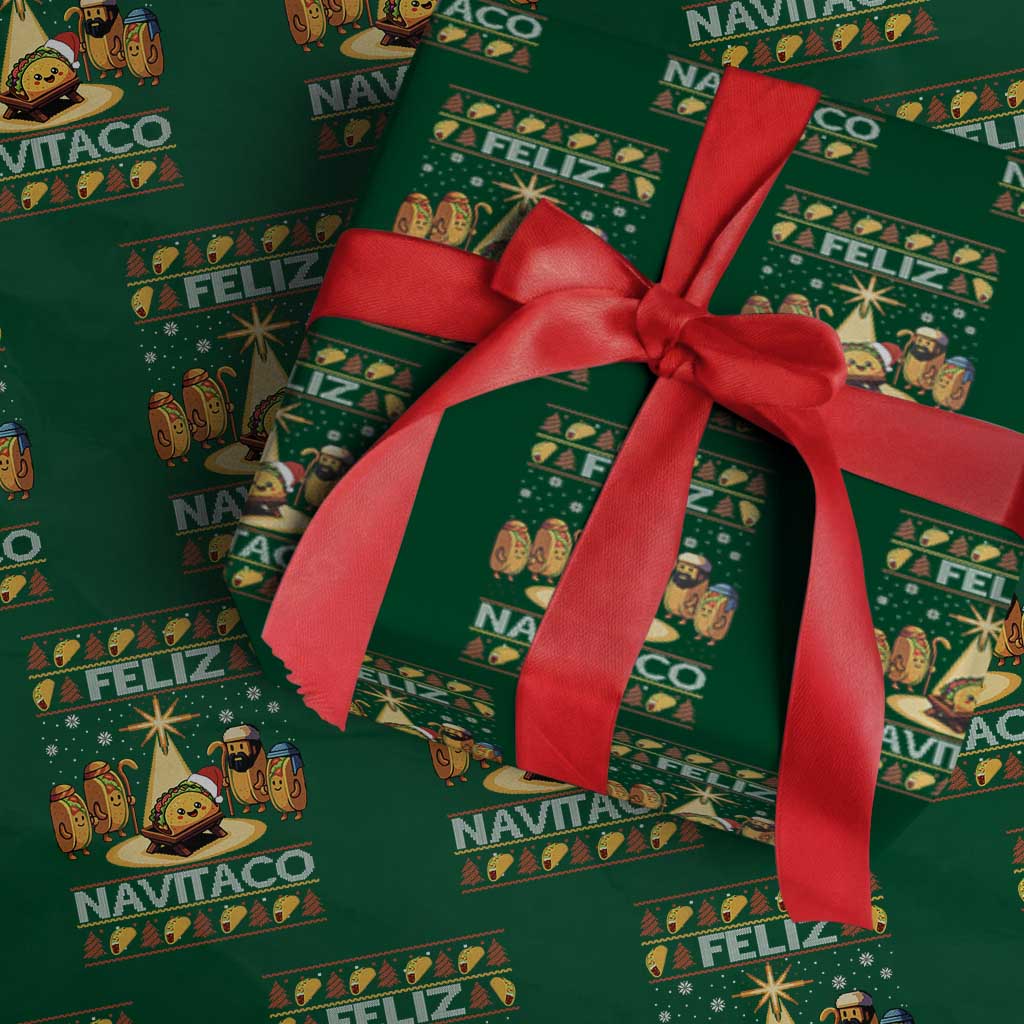 Funny Tacos Christmas Nativity Scene Wrapping Paper Roll Feliz Navitaco Mexican Food TS11 Green Print Your Wear