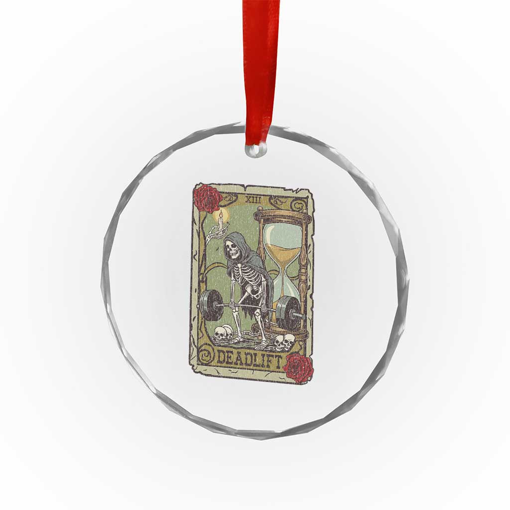 Funny Tarot Card Deadlifts Gym Workout Skeleton Crystal Glass Ornament TS11 Print Your Wear