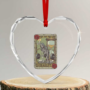 Funny Tarot Card Deadlifts Gym Workout Skeleton Heart Crystal Glass Ornament TS11 Transparent Glass 3'' Heart Print Your Wear