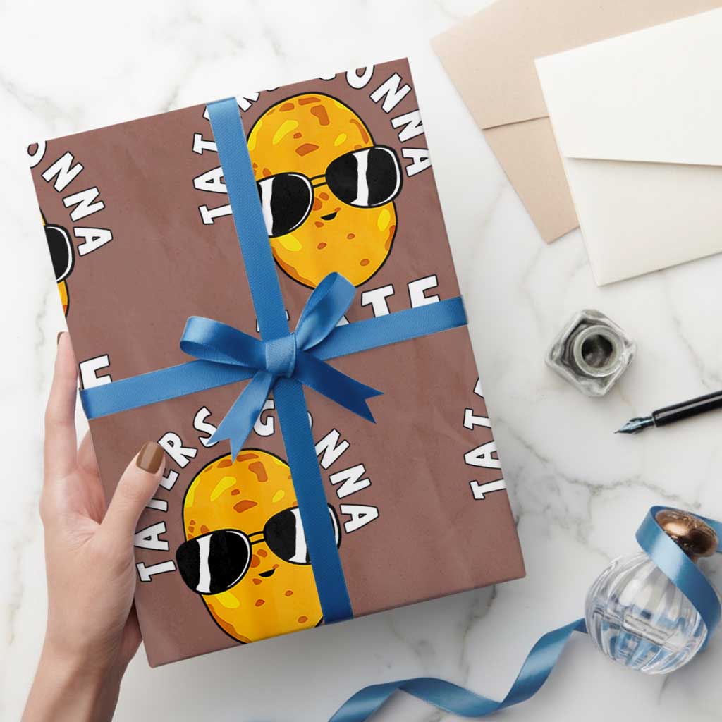 Funny Tater Tot Wrapping Paper Roll Taters Gonna Tate Tots Meme Potato Made Foodie Lover TS02 Mocha Print Your Wear