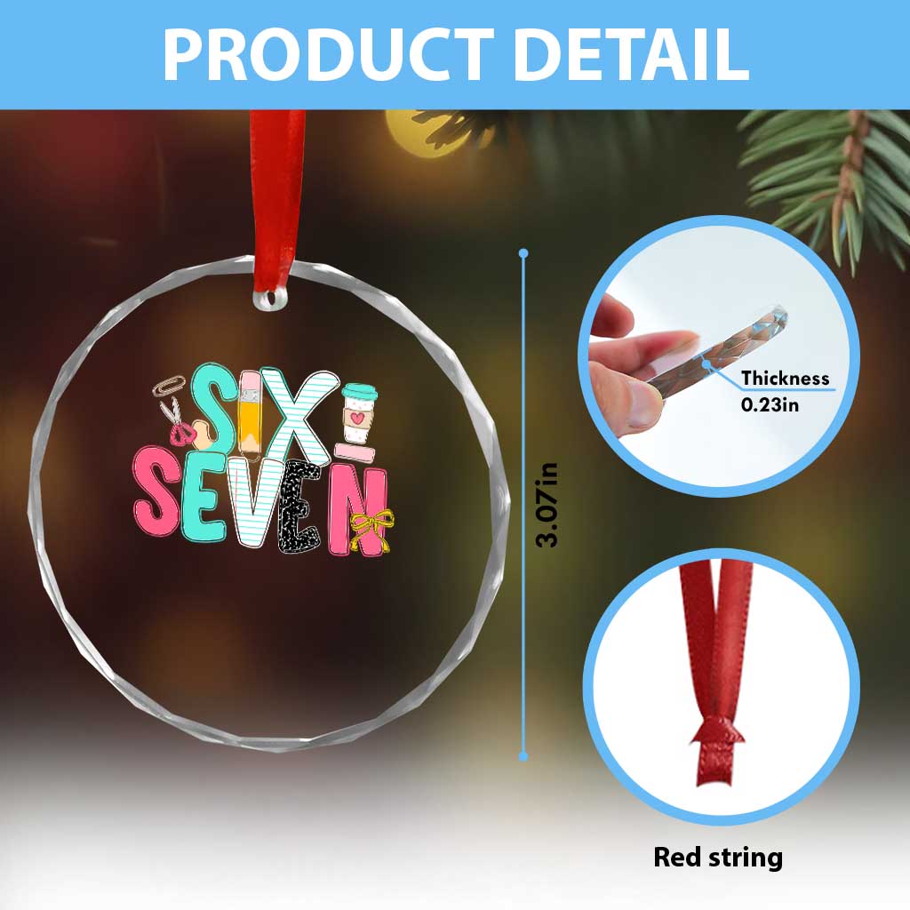 Funny Teacher Six Seven Crystal Glass Ornament 6 7 Meme TS10 Print Your Wear