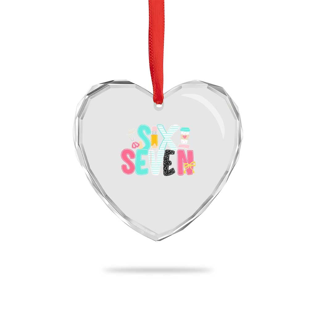 Funny Teacher Six Seven Heart Crystal Glass Ornament 6 7 Meme TS10 Print Your Wear