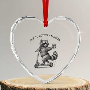 Funny Teacher Testing Day Heart Crystal Glass Ornament Silly Raccoon Proctor Off To Actively Monitor TS12 Transparent Glass 3'' Heart Print Your Wear