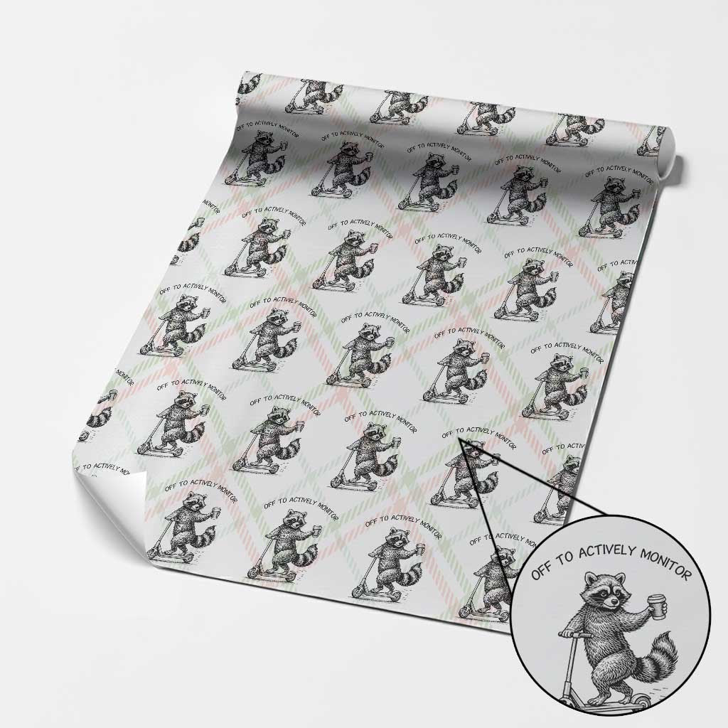 Funny Teacher Testing Day Wrapping Paper Roll Silly Raccoon Proctor Off To Actively Monitor TS12 Christmas Plaid Print Your Wear