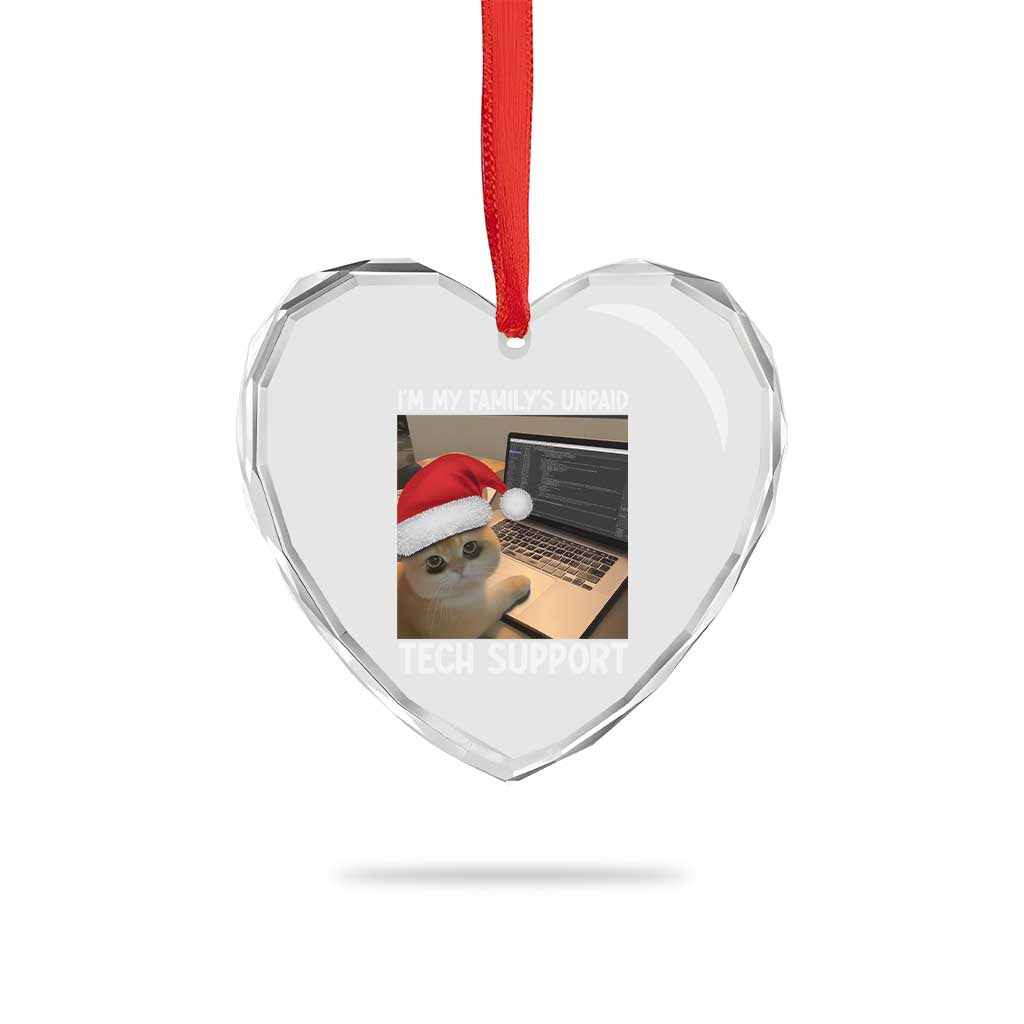Funny Tech Support Cat Christmas Heart Crystal Glass Ornament TS14 Print Your Wear