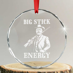 Funny Teddy Roosevelt Crystal Glass Ornament Big Stick Energy President TS14 Transparent Glass 3'' Circle Print Your Wear