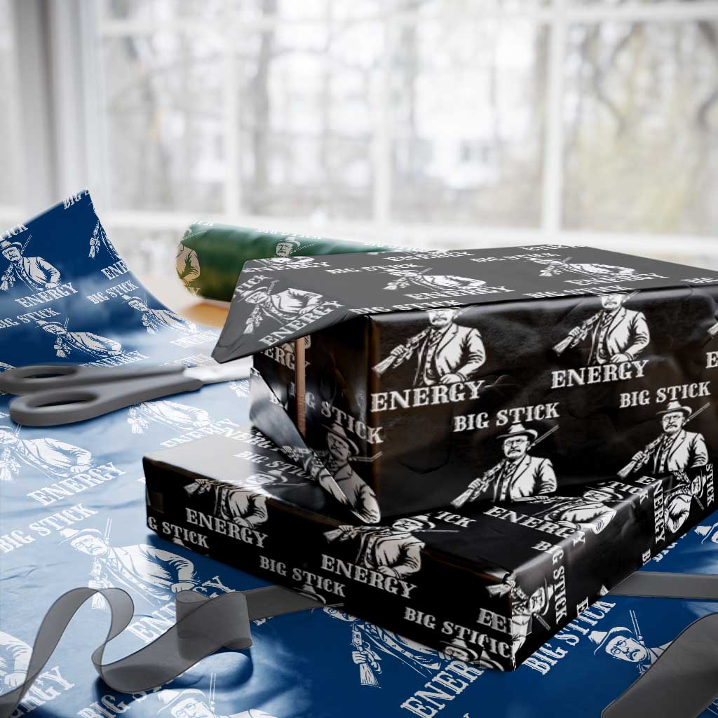 Funny Teddy Roosevelt Wrapping Paper Roll Big Stick Energy President TS14 Black Print Your Wear