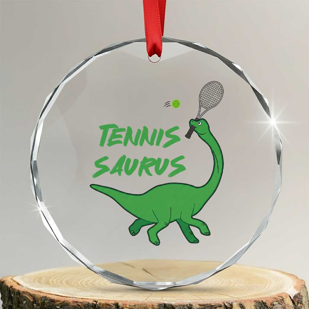 Funny Tennis Dinosaur Tennis Lover Crystal Glass Ornament Gift For Tennis Fans TS12 Transparent Glass 3'' Circle Print Your Wear