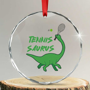 Funny Tennis Dinosaur Tennis Lover Crystal Glass Ornament Gift For Tennis Fans TS12 Transparent Glass 3'' Circle Print Your Wear