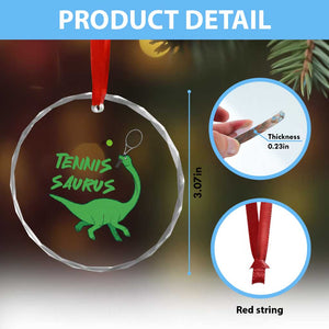 Funny Tennis Dinosaur Tennis Lover Crystal Glass Ornament Gift For Tennis Fans TS12 Print Your Wear