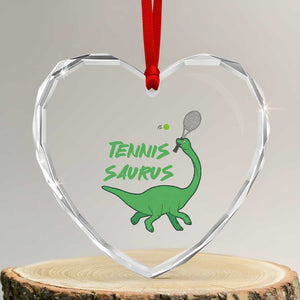 Funny Tennis Dinosaur Tennis Lover Heart Crystal Glass Ornament Gift For Tennis Fans TS12 Transparent Glass 3'' Heart Print Your Wear