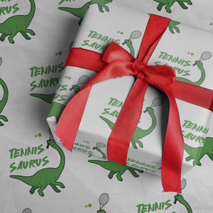 Funny Tennis Dinosaur Tennis Lover Wrapping Paper Roll Gift For Tennis Fans TS12 White Print Your Wear