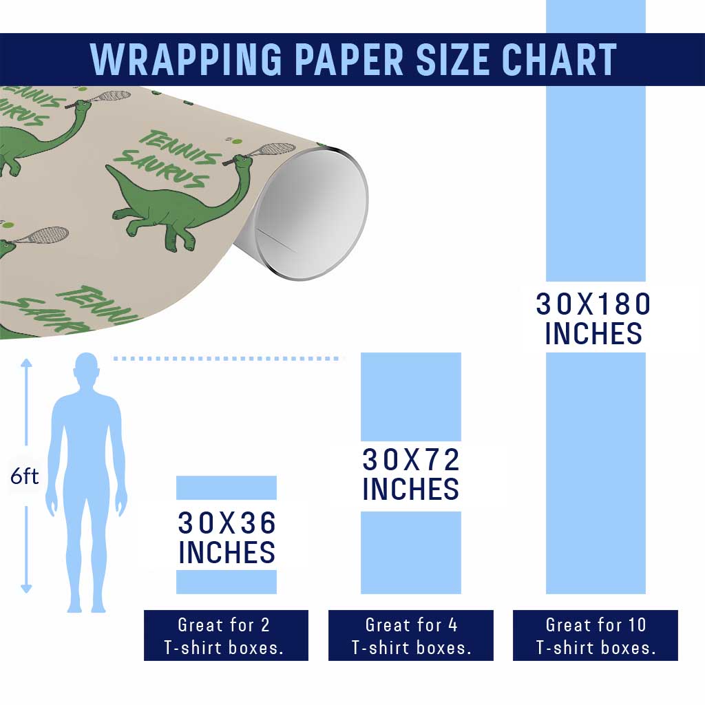 Funny Tennis Dinosaur Tennis Lover Wrapping Paper Roll Gift For Tennis Fans TS12 Print Your Wear