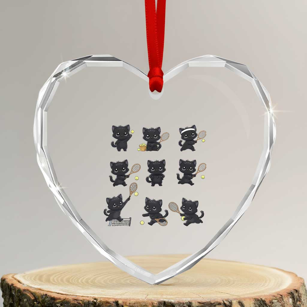 Funny Tennis Game Day Cat Heart Crystal Glass Ornament Tennis Player Gift TS12 Transparent Glass 3'' Heart Print Your Wear