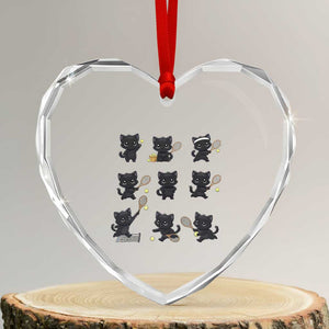 Funny Tennis Game Day Cat Heart Crystal Glass Ornament Tennis Player Gift TS12 Transparent Glass 3'' Heart Print Your Wear