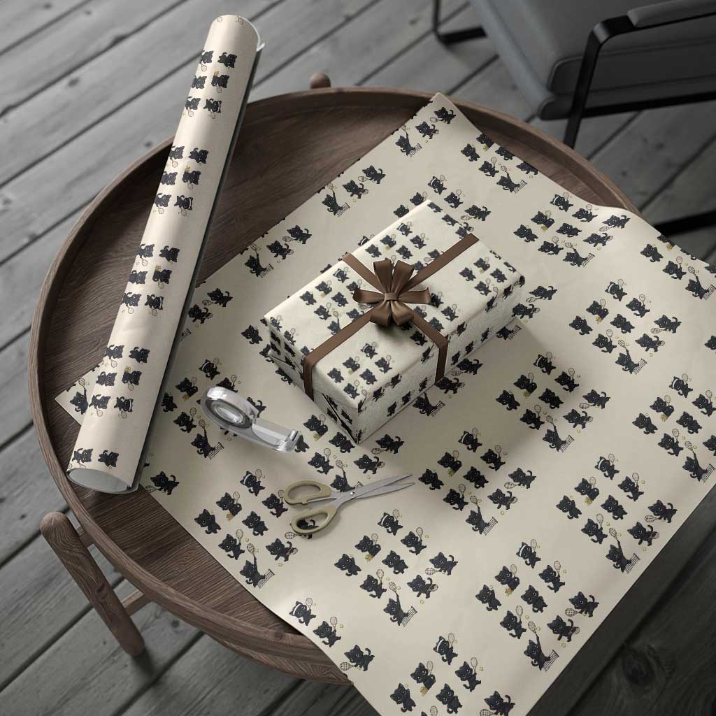 Funny Tennis Game Day Cat Wrapping Paper Roll Tennis Player Gift TS12 Beige Print Your Wear