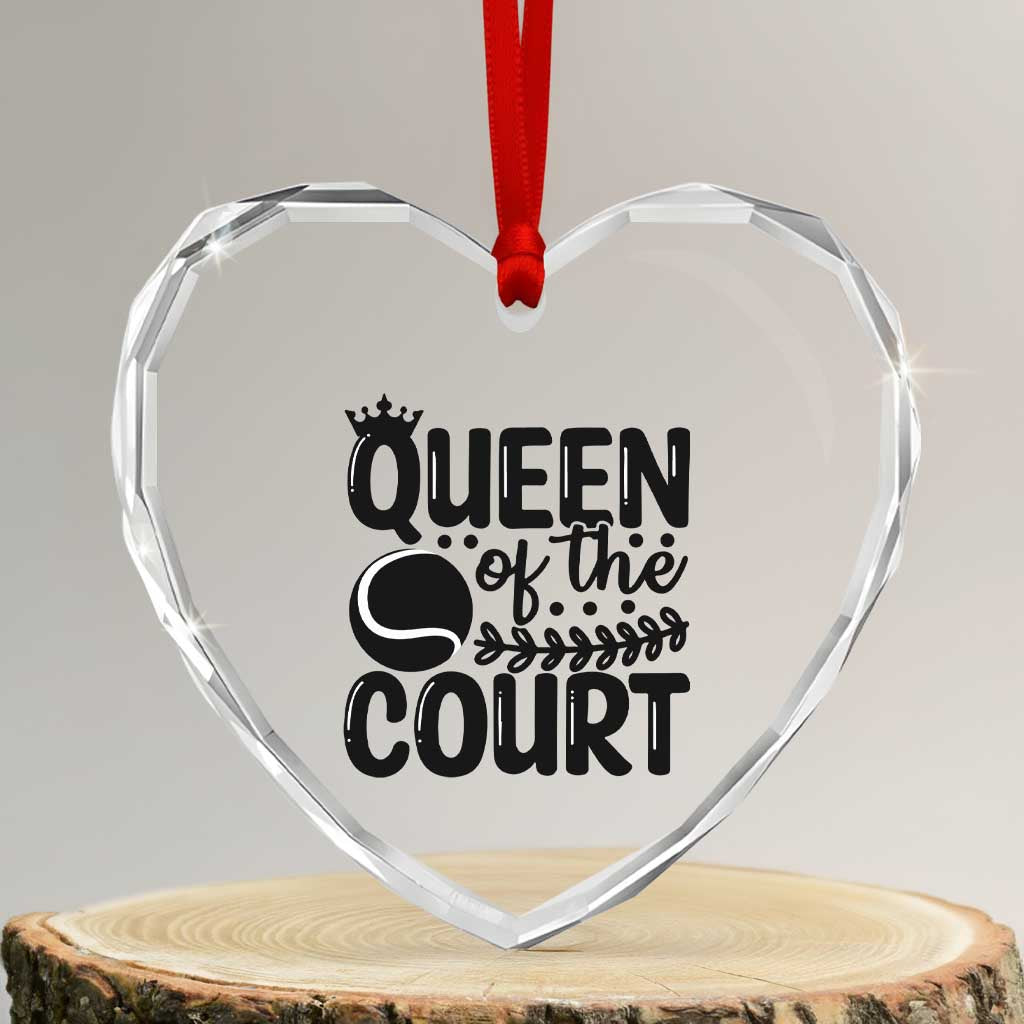 Funny Tennis Lover Gift Heart Crystal Glass Ornament Queen Of The Court TS12 Transparent Glass 3'' Heart Print Your Wear