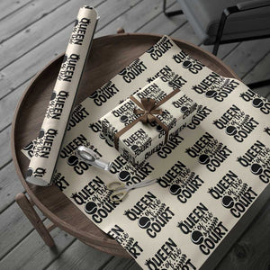Funny Tennis Lover Gift Wrapping Paper Roll Queen Of The Court TS12 Beige Print Your Wear