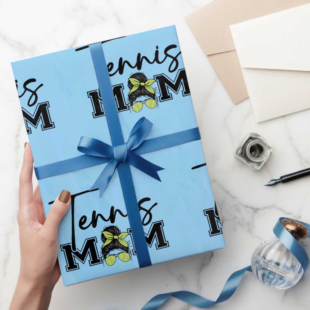Funny Tennis Player Gift For Tennis Mom Wrapping Paper Roll TS12 Light Blue Print Your Wear